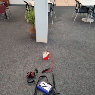 leak detection equipment on floor at commercial building