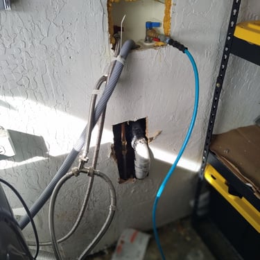 tracer gas being injected into a laundry room for leak detection