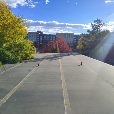 flat roof with vents capped for leak detection