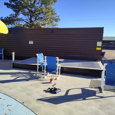 leak detection equipment on the deck of a swimming pool