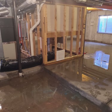 basement flood with standing water