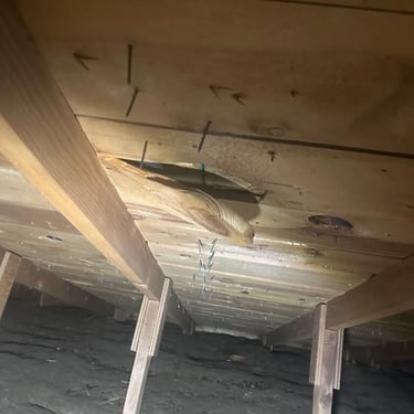 damaged roof decking inside