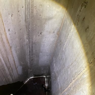 water in a basement cavity from a leak