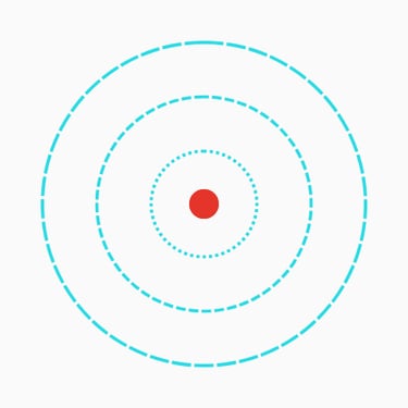 a red dot making blue concentric waves signifying point of influence