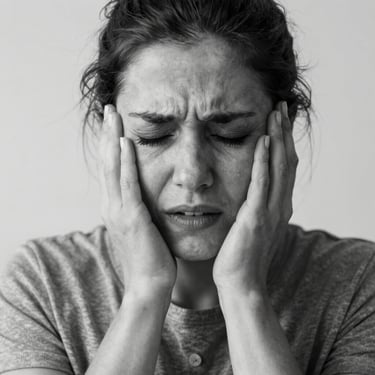 a man covering his eyes with his hands