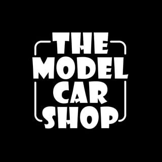 the model car shop logo on a black background