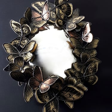 Vitrail, miroir, décoration, papillon, tiffanny, peinture sur verre, art, artisanat, verre