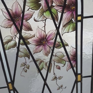 Vitrail, rinceau, fleur, vitrerie, verre antique, art, verre, artisanat, architecture, peinture sur verre