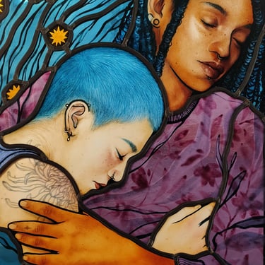 Vitrail, portrait, dessin, couleur, visage, texture, motif, décoration, verre, art, artisanat , fleur