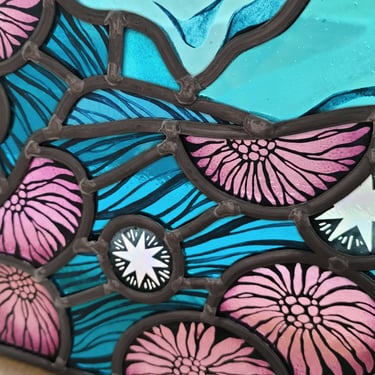 Vitrail, portrait, dessin, couleur, visage, texture, motif, décoration, verre, art, artisanat , fleur