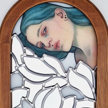 Vitrail, portrait, dessin, couleur, visage, texture, motif, décoration, verre, art, artisanat , miroir