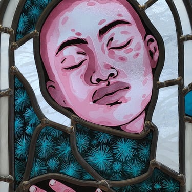 Vitrail, portrait, dessin, couleur, visage, texture, motif, décoration, verre, art, artisanat 