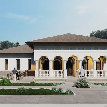 Cabinet medical si de medicina dentara cu arhitectura in stil neoromanesc si regim de inaltime parter