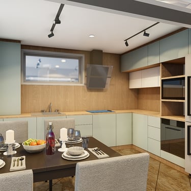  Design interior living si bucatarie open space