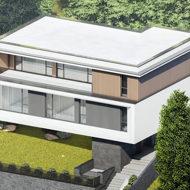 Casa moderna la munte cu etaj si acoperis tip terasa