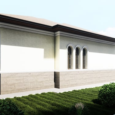 Cabinet medical si de medicina dentara cu arhitectura in stil neoromanesc si regim de inaltime parter