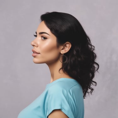 woman wearing black crew-neck shirt
