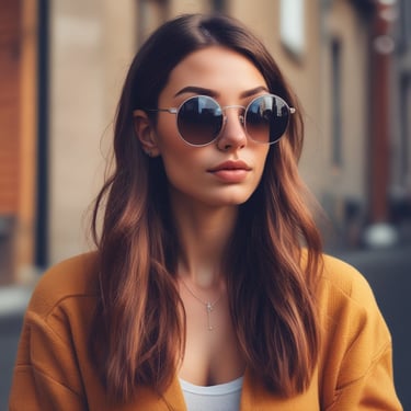 A smiling young woman holding a smartphone, with social media icons floating around her.