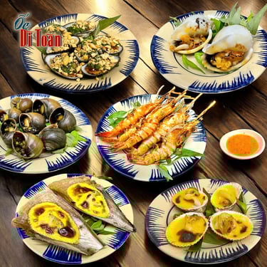 Combo Người Yêu Cũ. Combo ốc 6 món ốc nướng tại Ốc Dì Toàn. Quán ốc ngon đường Nguyễn Gia Trí, Bình Thạnh