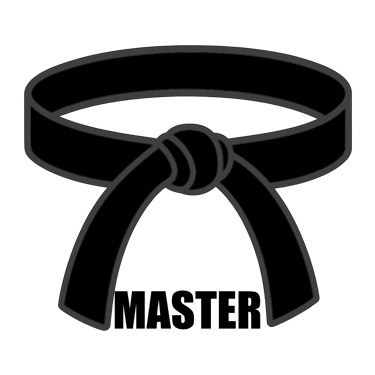 Black and white line art illustration of a knotted martial arts belt for karate or judo.