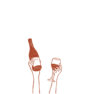 Bouteille de vin avec le verre de vin, des bars qui lèvent en l'air les boissons lors de l'apéro