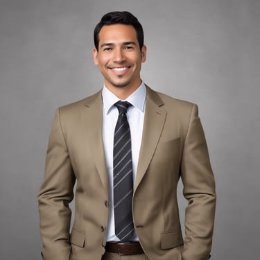 a man in a gray suit and white shirt