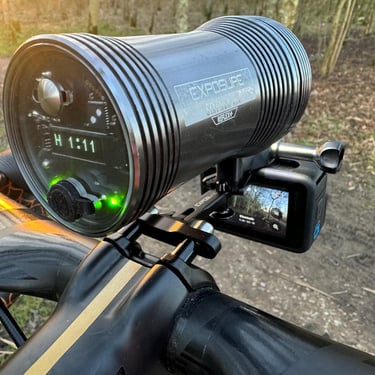 duo mount with exposure light and gopro in forest