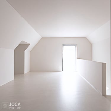 Gyproc zolderruimte schilderwerken muren en plafonds en vloer in Microtopping door Joca Interior