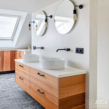 Badkamer muren bekleed in Microtopping door Joca Interior