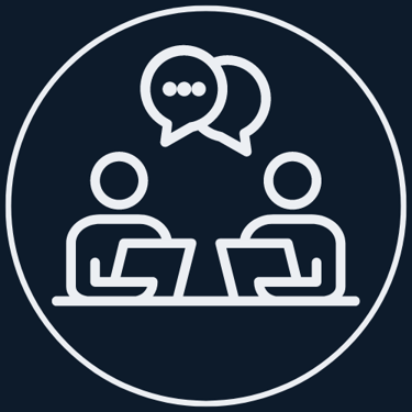 IT Consultations Plattsburgh NY - logo of two people with computers chatting