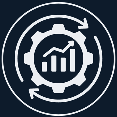 Custom Automations Plattsburgh NY - logo of a gear with an arrow trending up