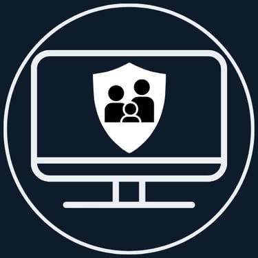 Parental Controls and Internet Filtering Plattsburgh NY - logo of a computer screen, shield, family