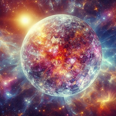 planète colorée et scintillante