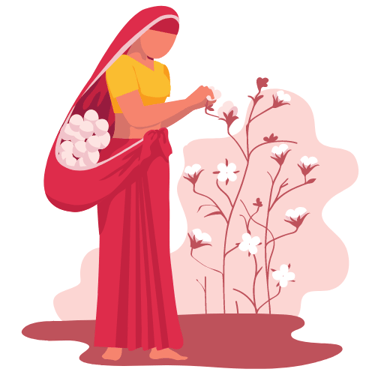 Woman plucking flowers