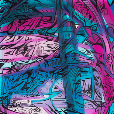 a colorful graffiti - style backpacker with a colorful graffiti - style design