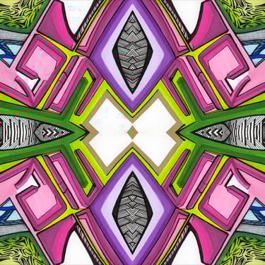 a colorful abstract art print of a colorful abstract painting of a house