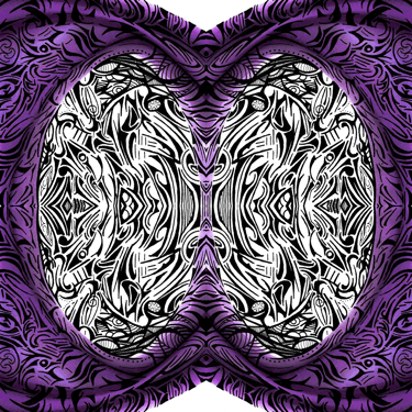 a heart shaped abstract design with a purple background