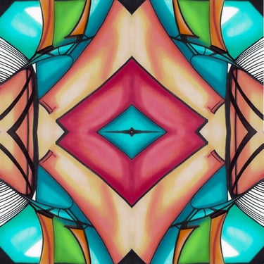 a colorful abstract painting of a colorful geometrical design