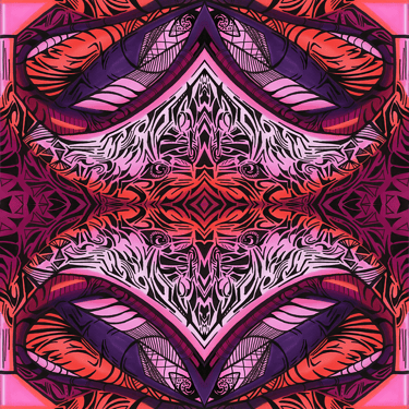 a colorful abstract pattern of a flower in a square frame