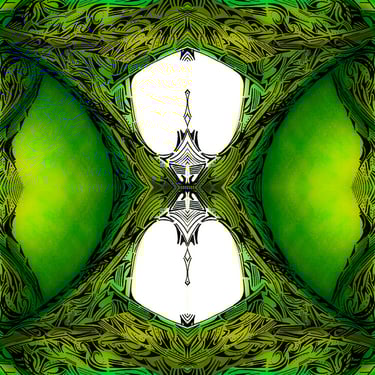 a green abstract pattern of a leafy pattern