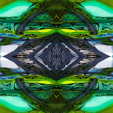 a green and blue abstract photograph of a green and yellow background