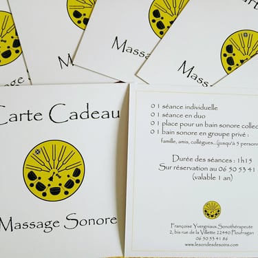 Photos des cartes cadeaux massages sonores