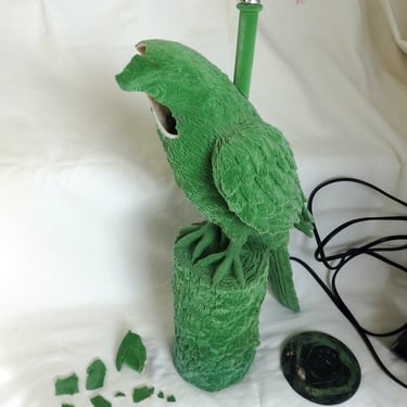 Polyresin parrot lamp base before conservation
