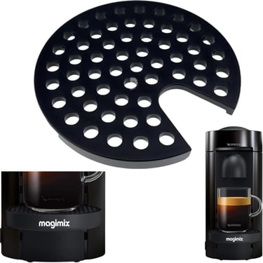 Black replacement drip tray grid for Nespresso Magimix Vertuo coffee machine models.