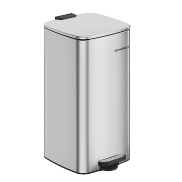 a stainless steel trash canisterer with a metal trash canister