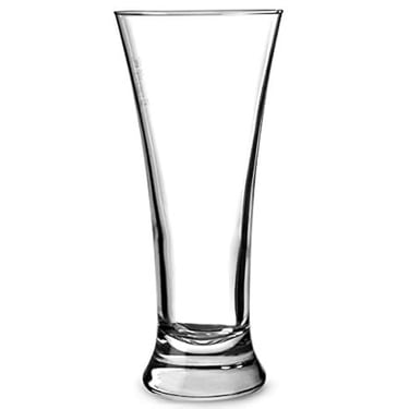 a glass vase with a glass of beer on a white background