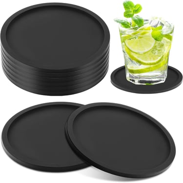 a set of four black coasters with limeade and limeade