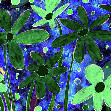 abstract hand drawn flowers and circles