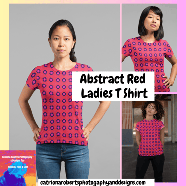 Digital image for female models wearing a sublimated T Shirt featuring Abstract Red design 