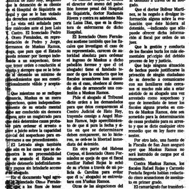 El Mundo 1979-01-03 Abogado de Muskus Alega Detencion en Siquiatria - karaya